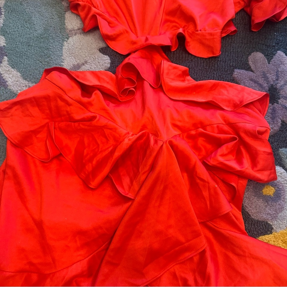 Few Moda Red Ruffle Cutout Mini Dress - Picture 8 of 9
